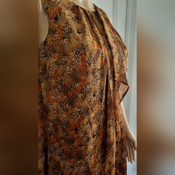 Cynthia Steffe Metallic Brown Retro Silk Dress - Size 0 - Picture 3 of 7